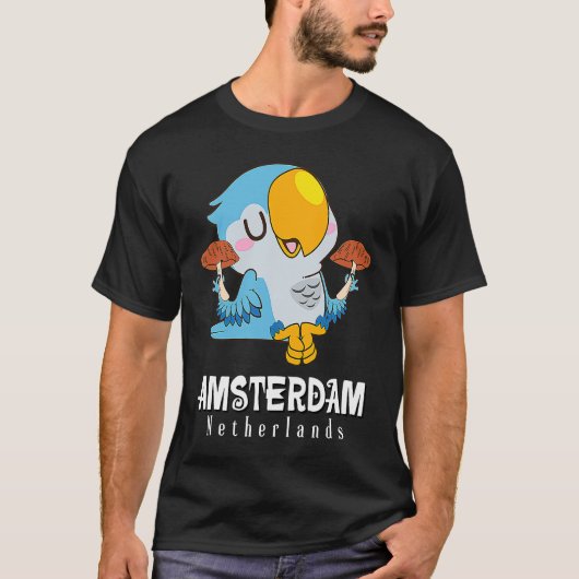 Amsterdam Parakeet Mushroom Holland The Netherland Tシャツ (正面)