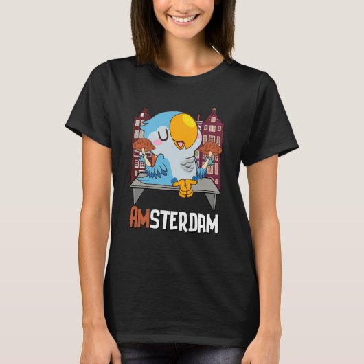Amsterdam Parakeet Mushroom Holland The Netherland Tシャツ (正面)