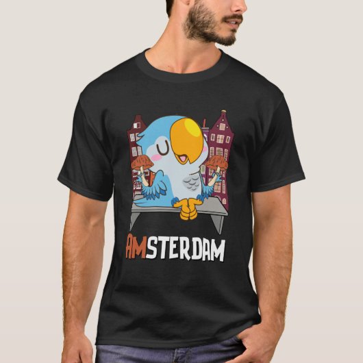 Amsterdam Parakeet Mushroom Holland The Netherland Tシャツ (正面)