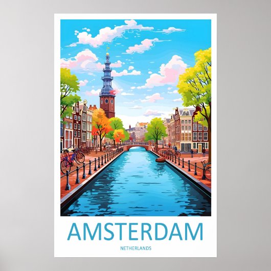 Amsterdam Park Ski Vintage Travel Poster National ポスター (正面)