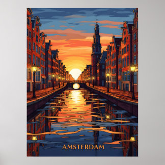 Amsterdam Postcard Holland Vintage Travel ポスター