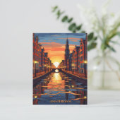 Amsterdam Postcard Holland Vintage Travel ポストカード (スタンド正面)