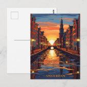 Amsterdam Postcard Holland Vintage Travel ポストカード (正面/裏面)