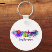 Amsterdam skyline in watercolor キーホルダー (正面)
