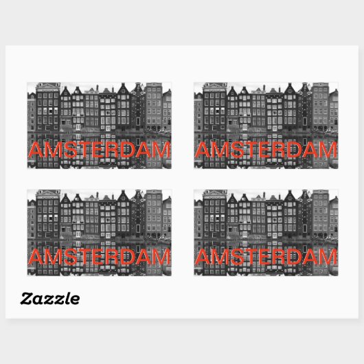 Amsterdam steden koffer sticker 長方形シール (シート)