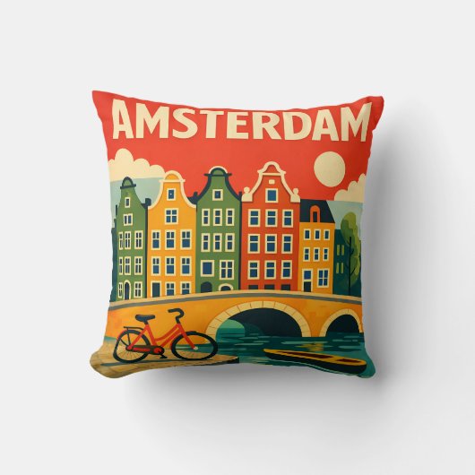 Amsterdam Throw Pillow Canal Houses クッション (正面)
