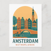 Amsterdam Travel Postcard - Vintage Dutch City ポストカード (正面)