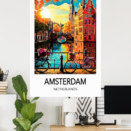 Amsterdam Travel Poster ポスター (ホームオフィス)