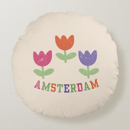 Amsterdam Tulips ラウンドクッション (正面)