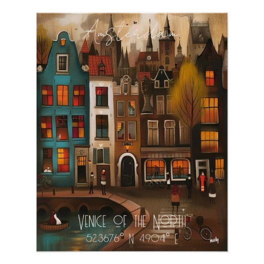Amsterdam: Venice of the North - Whimsical art ポスター (正面)
