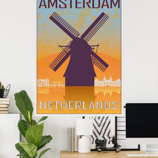 Amsterdam vintage poster ポスター (ホームオフィス)
