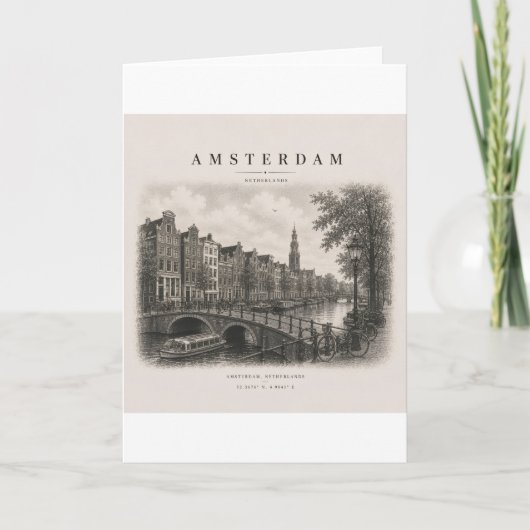 Amsterdam | Vintage Travel City Design カード (正面)