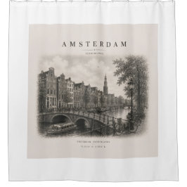 Amsterdam | Vintage Travel City Design シャワーカーテン