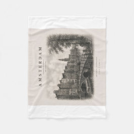 Amsterdam | Vintage Travel City Design フリースブランケット