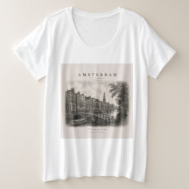 Amsterdam | Vintage Travel City Design プラスサイズTシャツ