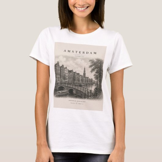 Amsterdam | Vintage Travel City Design Tシャツ (正面)