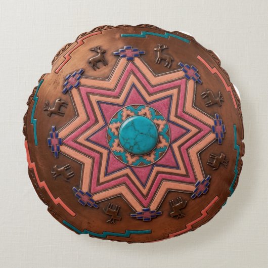 Amulett-Kissen „Hüter der Steppe“ Rundes Kissen ラウンドクッション (正面)