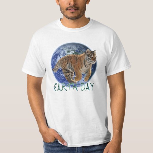 Amur Tiger Cub & Planet Earth Dayワイルドライフシャツ Tシャツ (正面)