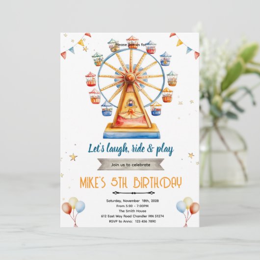 Amusement Park Birthday Invitation  招待状 (スタンド正面)