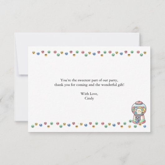 Amusing Adorable Gumball Machine, Personalized Kid サンキューカード (裏面)