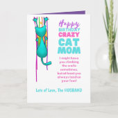 Amusing CAT MOM Birthday Wife From The Husband カード (正面)