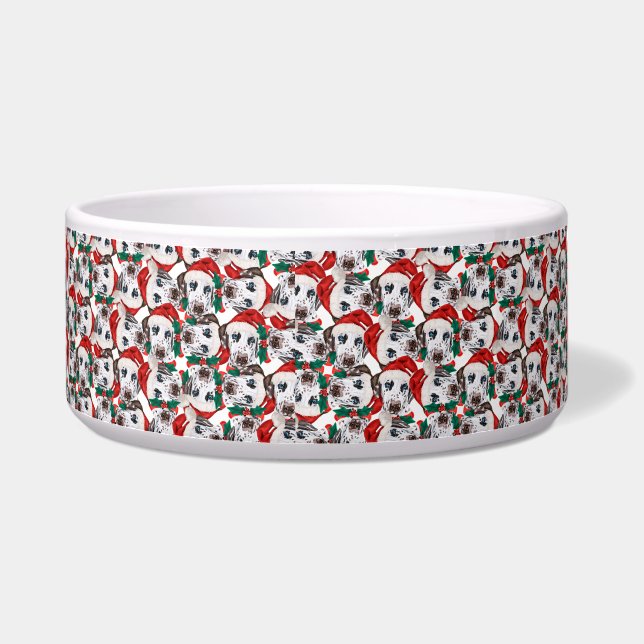 Amusing Dalmatian Christmas Design ボウル (左)