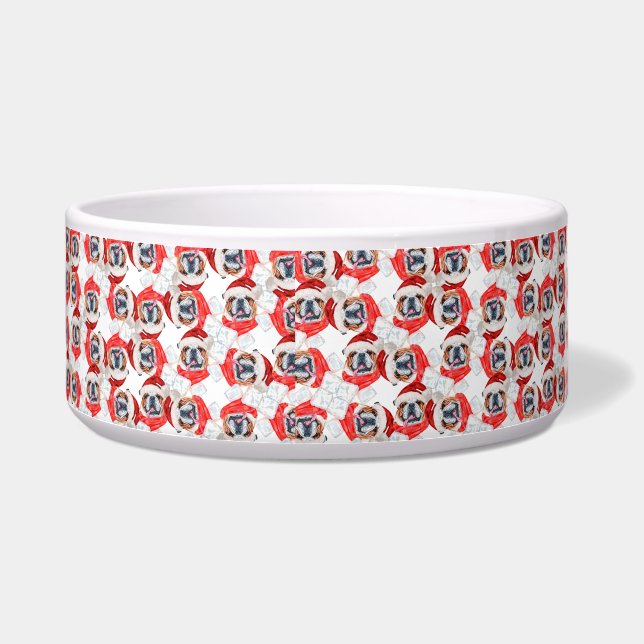 Amusing English Bulldog Christmas Design ボウル (左)
