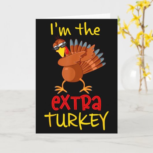 Amusing Extra Turkey Turkey Day Family Group Thank カード (黄色い花)