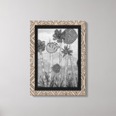 Amusing Flowers and Stems Black-White キャンバスプリント (正面)