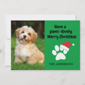Amusing Pet Dog Photo Paw Santa Hat Joyful Christm シーズンカード (正面)