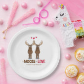 Amusing Wedding Adorable Humor Whimsical Moose Par ペーパープレート (パーティー)