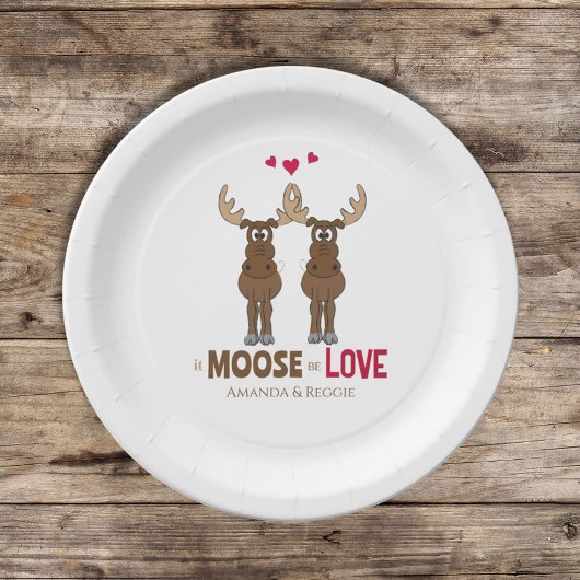 Amusing Wedding Adorable Humor Whimsical Moose Par ペーパープレート