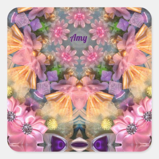 AMY ～黄、紫、ピンク、青の色合い スクエアシール (正面)