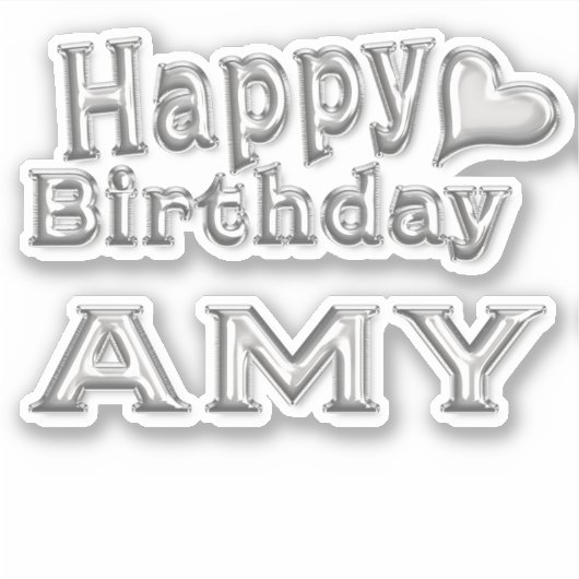 Amy Happy Birthday silver Aufkleber Sticker シール (正面)