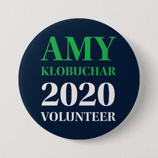 Amy Klobuchar 2020ボランティアラウンドボタン 缶バッジ (正面)