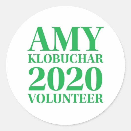 Amy Klobuchar Volunteer 1.5 in Circleスタンプ ラウンドシール (正面)