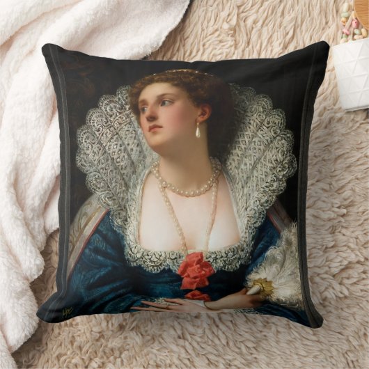 Amy Robsart by William Frederick Yeames クッション (ブランケット)