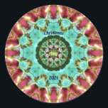 AMY to CHRISTMAS 2024 ～わあ！赤い緑の金ゴールド ラウンドシール<br><div class="desc">赤、緑、数々の金ゴールドの色合いで作られた色の万華鏡のように千変万化するパターン模様。3Dだ。</div>