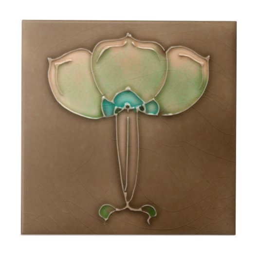 AN006アールヌーボーの再生のアンティークのタイル タイル (正面)