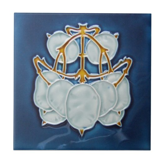 AN010アールヌーボーの再生のアンティークのタイル タイル (正面)