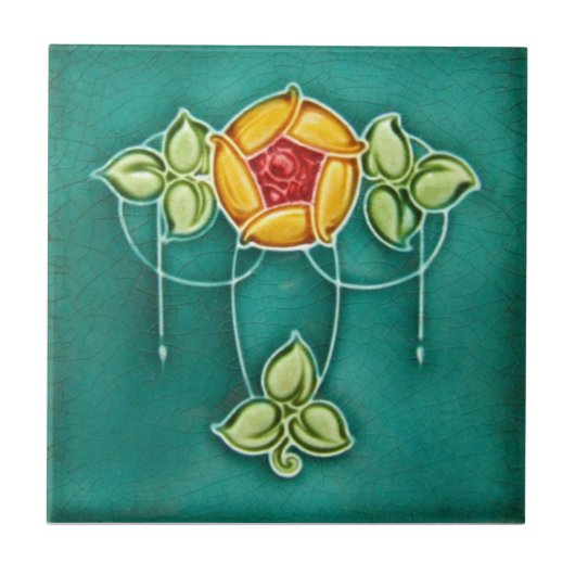 AN017アールヌーボーの再生のアンティークのタイル タイル (正面)