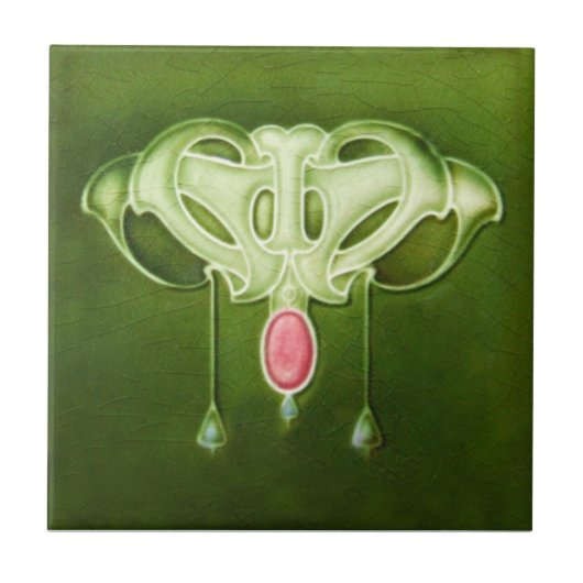 AN028アールヌーボーの再生のアンティークのタイル タイル (正面)