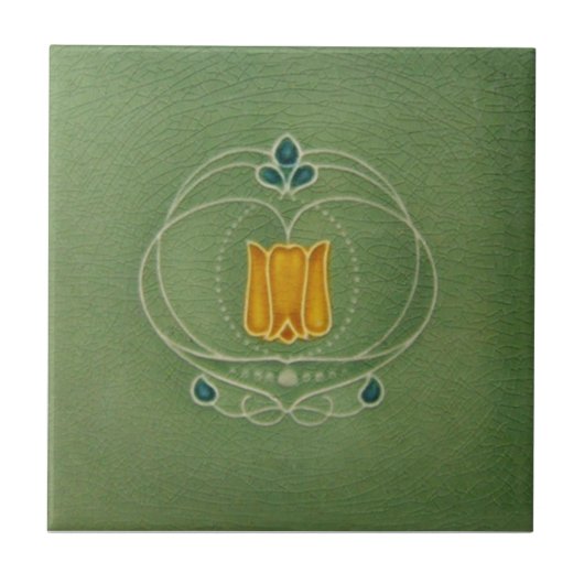 AN030アールヌーボーの再生のアンティークのタイル タイル (正面)