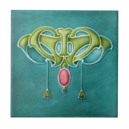 AN041アールヌーボーの再生のアンティークのタイル タイル (正面)