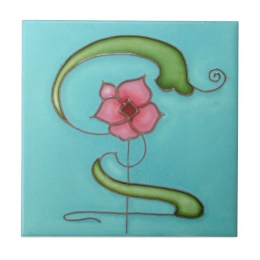 AN050アールヌーボーの再生のアンティークのタイル タイル (正面)