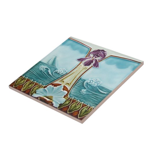 AN051アールヌーボーの再生のアンティークのタイル タイル (側面)