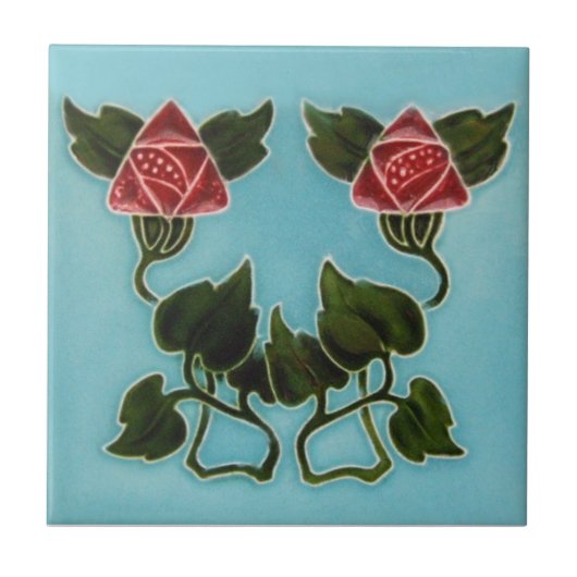 AN052アールヌーボーの再生のアンティークのタイル タイル (正面)