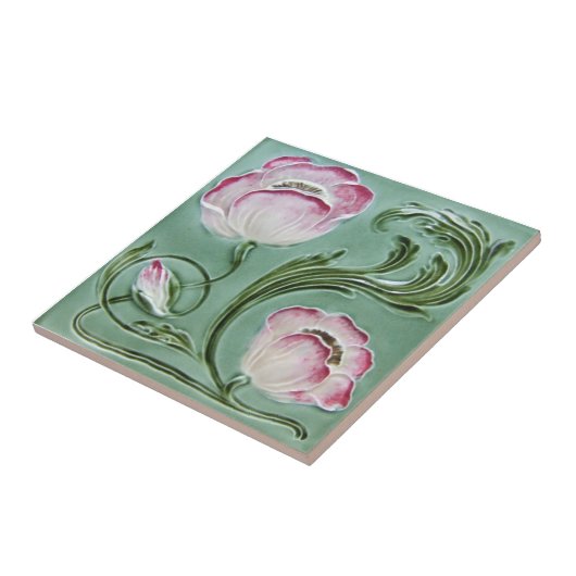 AN075アールヌーボーの再生のアンティークのタイル タイル (側面)