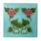 AN080アールヌーボーの再生のアンティークのタイル タイル (正面)