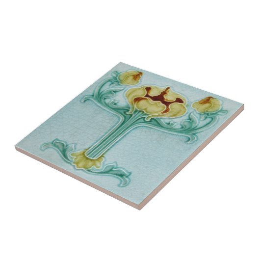 AN086アールヌーボーの再生のアンティークのタイル タイル (側面)